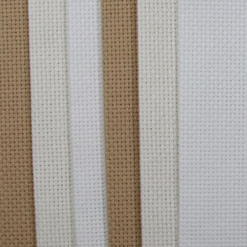 Image of KCS 4 /6 pc of 12 inch x 18 inch(30cmx45cm) 16 Count Cotton Aida Cloth Cross Stitch Fabric (6 pc,White+Antique White+Khaki)