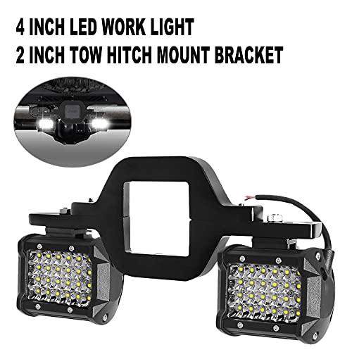 Tow Hitch LED Lights, EBESTauto 4-Row Hitch LED Lights with 2 Inch Tow Hitch Mounting Bracket 4 Inch 72W LED Work Light Pods Quad Row Off-Road Driving LED Bar for Truck Trailer SUV Pickup
