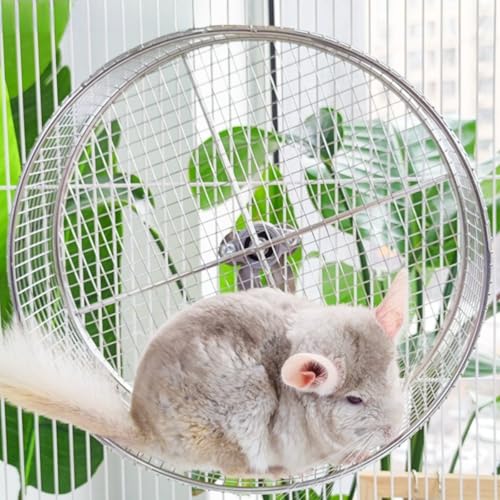 Copfeu Large Stainless Steel 11.81''L x 3.94''W x 11.81''H Silent Running Wheel for Chinchilla, Toys for Cage, Super Mute Spinner Exercise Running Wheel for Gerbils, Rat, Mice