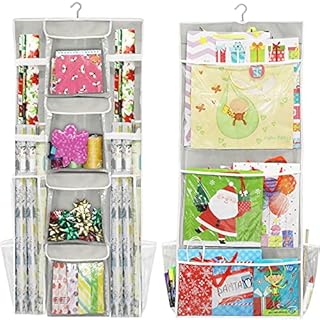 Simple Houseware Double-Sided Hanging Gift Bag & Wrap Organizer