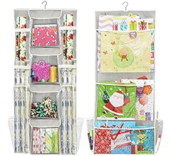 SimpleHouseware Double-Sided Hanging Gift Bag & Wrap Organizer