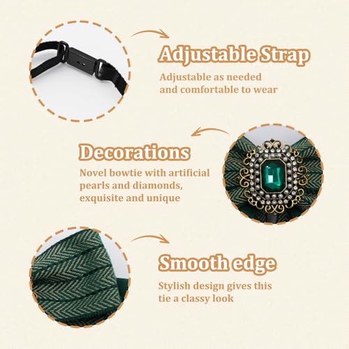 Image of Womens Bow Tie Adjustable Rhinestone Bowtie for Women Ladies Girls Pre-tied Womens Tie for Shirt Suit Uniform