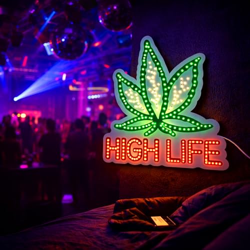 Image of Weed Neon Sign, USB Powered Weed Decor for Wall, Marijuana Light Cannabis Wall Art Signs Suitable for 420 Friendly Room Decor, Bar, Game Room, Party