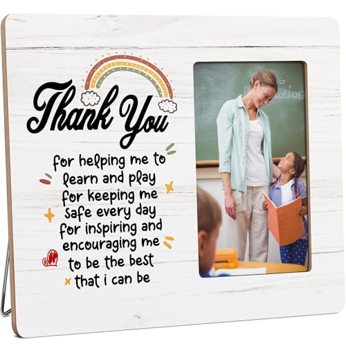 HODODAN Preschool Teacher Appreciation Gifts from Students Thank You for Helping Me Grow Wooden Picture Frames 4x6 inch Photo