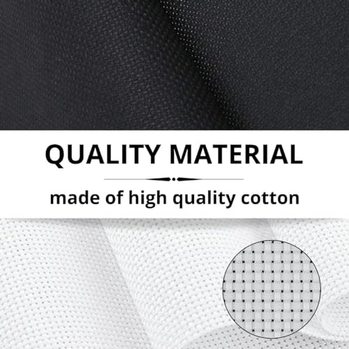 Image of 6PCS Aida Cloth 14 Count Black & White - Cotton 14 Ct Aida Cloth 12x18 Inch Cross Stitch Fabric Kit for Needlework and Embroidery (3PCS Black and 3PCS White)