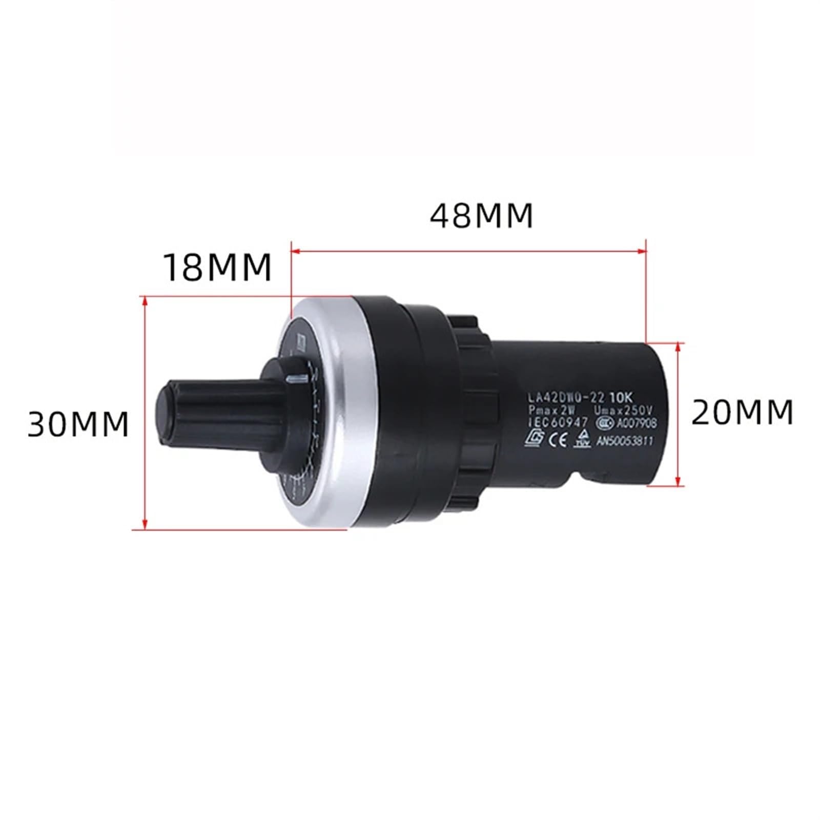 LA42DWQ-22 1K 2K 5K 10K 22mm Diámetro Potenciómetro Giratorio Convertidor Gobernador Interruptor de Resistencia * 5 piezas (Tamaño: 200K Ohm)