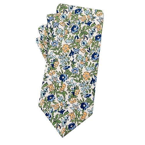 Mantieqingway Mens Cotton Floral Neck Tie 2.56 Printed Skinny Tie (Ld004-065)