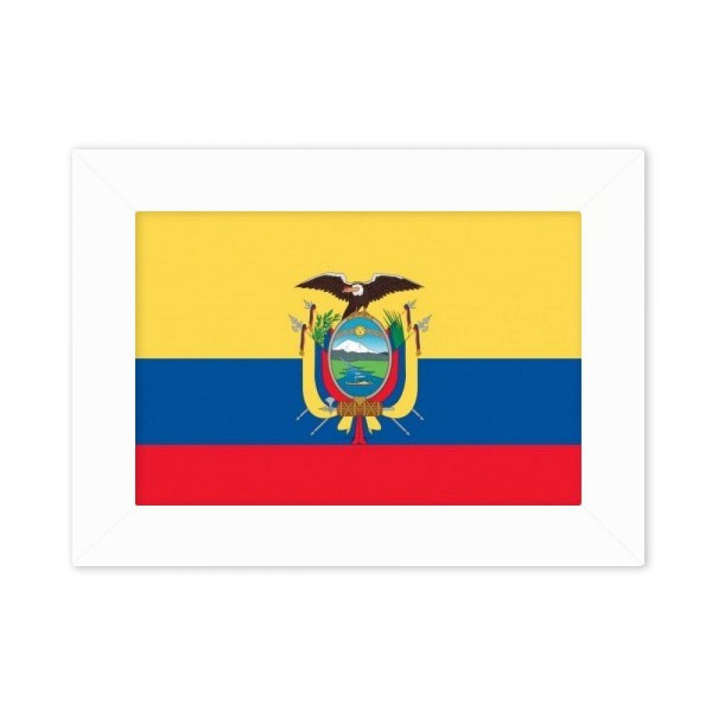 Drapeau National Equateur Cadre Photo Blanc pour Décoration de Bureau