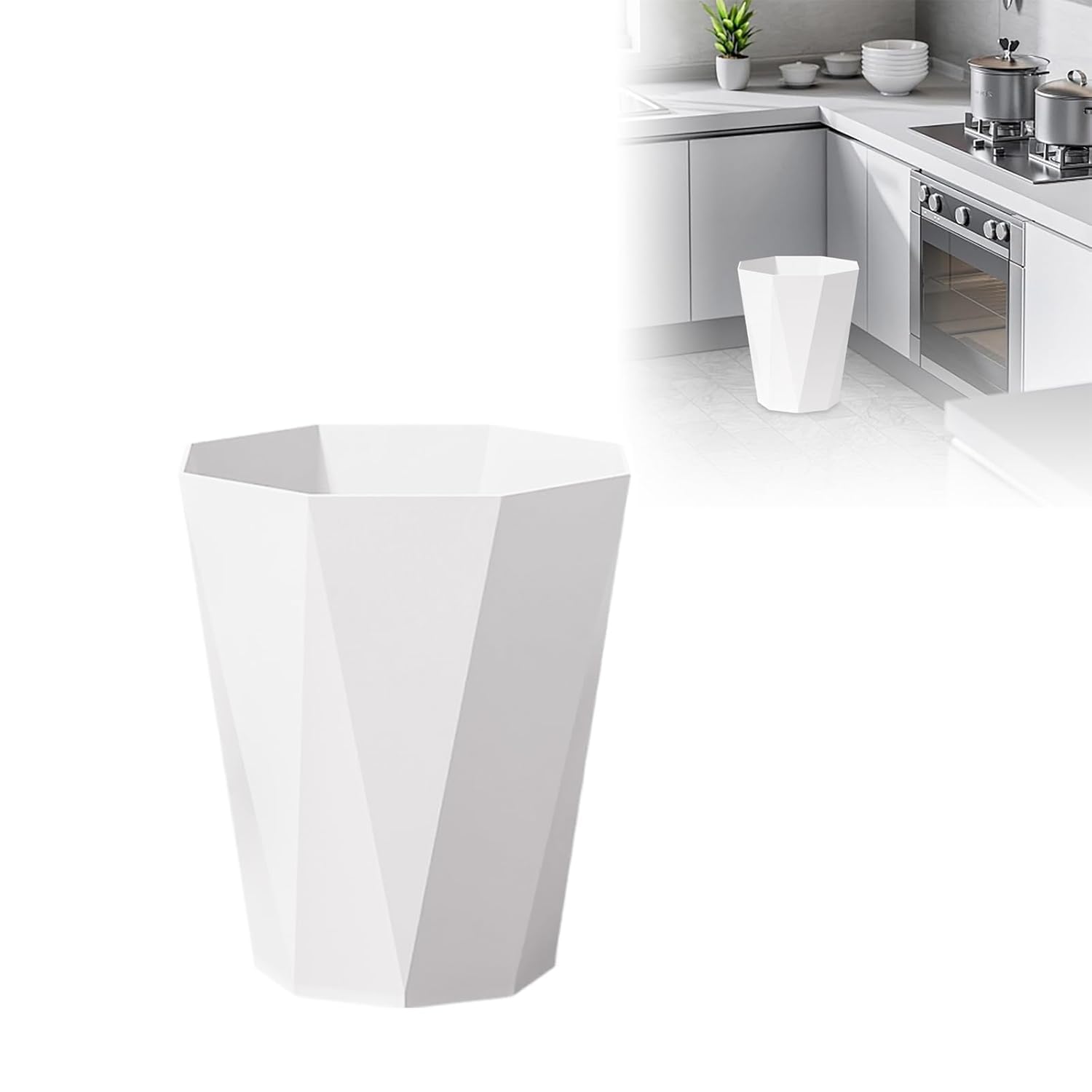 Small Trash Can Plastic Trash Bin Polygon Bathrooms Wastebasket Garbage Container Rubbish Can Paper Basket Office Organizer for