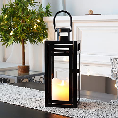 TRIROCKS-Metal-Candle-Lantern-12-High-Decorative-Outdoor-Lantern-Hanging-Lantern-with-Tempered-Glass-for-Christmas-Home-Decor-Living-Room-Parties-Events-Tabletop-Indoors-Outdoors-Black-Matte