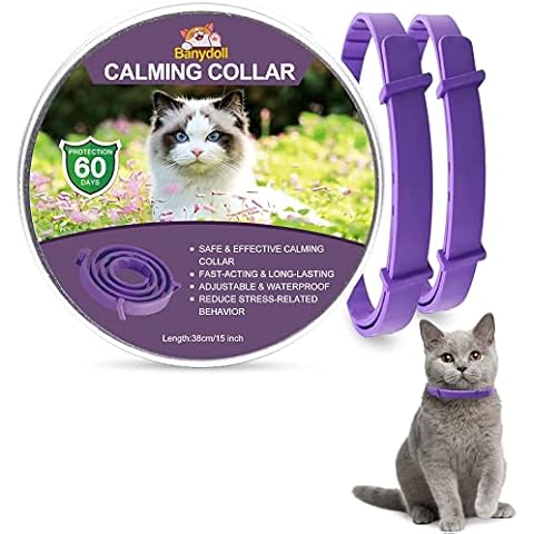 Calming Collar for Cats, Adjustable Anti-Anxiety Pheromone Cat Calming Collars, Breakaway Waterproof Natural Long Lasting Calming Effect Stress Relief Pet Collars for Small Medium and Large Cats Cover
