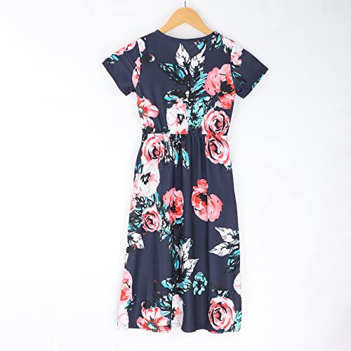 Moonker Kids Toddler Girls Dress Above Knee Dress Short Bubble Sleeve Flower Print Long Dress Dress Wedding3