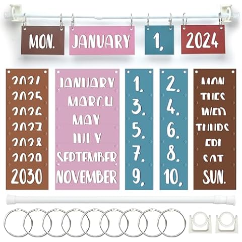 Bohe style calendar bulletin board set Bohemian style flipped calendar with stand Bohemian style classroom decoration adjustable calendar stand for classroom home decoration supplies classroom organization Cover