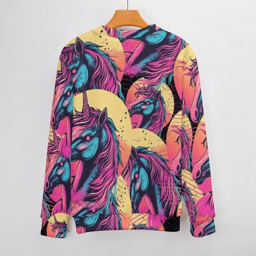 Vintage Art Unicorm Men's Crew Neck Sweater Knit Pullover Women Casual Long Sleeve Crewneck Loose Fit Top3