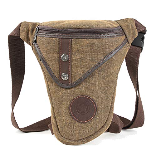 Yotonna 薄型 レッグバッグ バイク用 帆布 レッグポーチ 多機能ウェストポーチ メンズ 軽量 ホルス