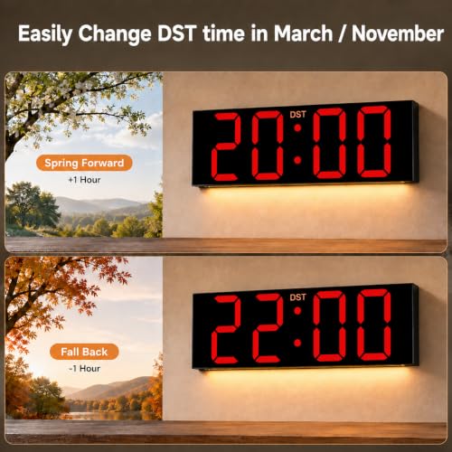Image of JALL 22 inch Extra Large Digital Wall Clock, Giant LED Display with Remote Control, Digital Clock with Jumbo Numbers, Countdown Timer for Gym, Office, Living Room, Classroom, Home Decor, Warehouse