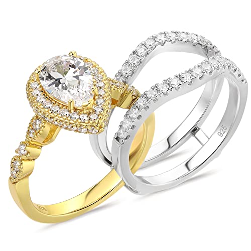 Image of Newshe Jewellery Wedding Rings for Women Bridal Sets Engagement Ring