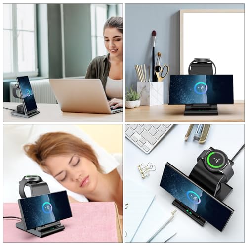 Image of Phelinta Wireless Charger for Samsung S25 Ultra,Charging Station for Galaxy S25 /S25 Edge /S24 Ultra /S24+ /S24 /S23 /S22 /Note 20 /Z Flip 6 /Fold 6,for Galaxy Watch Ultra /7 /6 /5,Galaxy Buds 2 Pro /Pro,Black