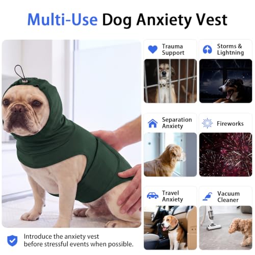 Image of MIGOHI Dog Anxiety Relief Coat with Ear Cover,Green,XS