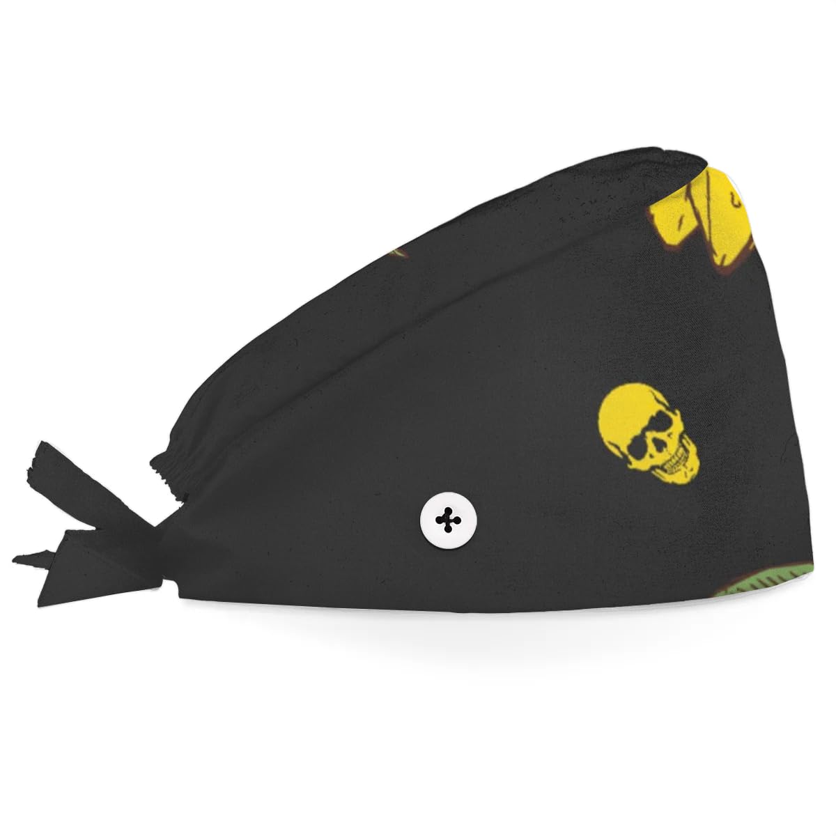 Mularoka Skulls Sunflower Working Caps with Button Sweatband Comfortable Adjustable Bouffant Hats Work Hat for Women Men