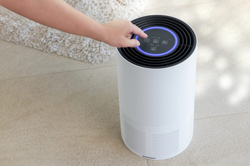 Soehnle Oczyszczacz powietrza AirFresh Clean 400 z 4-stopniowym systemem czyszczenia, oczyszczacz powietrza z filtrem Hepa i z węglem aktywnym, ze światłem UV-C, odpowiedni dla alergików