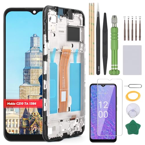 YHXMARSCAN Screen for Nokia C210 LCD Display Replacement for Nokia TA-1584 Incell Touch Screen Digitizer Assembly(Black with Frame)
