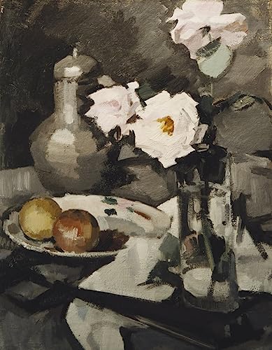 Poster toile Roses roses vase en verre Peploe 50x70cm, impression artistique premium