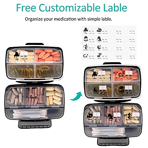 Image of Fullicon Moisture Proof Travel Pill Organizer, 8 Compartments, Blue