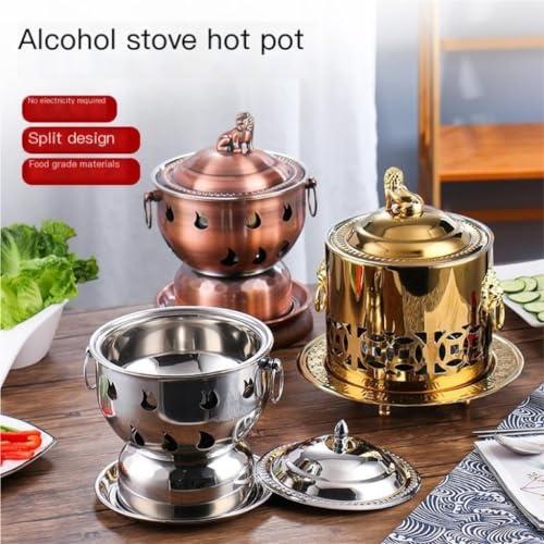Olla chafing de alcohol pequeña acero inoxidable oro miniatura 3