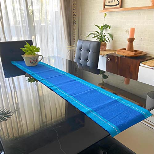 Image of RANGBHAR Cotton Table Runner For 6 Seater Dining Table, Heat Resistant Striped Table Runners For Living /Dining Room , 12 X 72 Inches , Navy Blue, Large