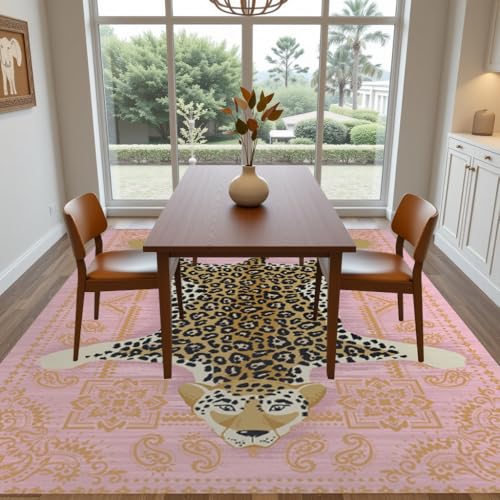 Tapete Vintage Boho Animal Print 5x7 Rosa Oro miniatura 4