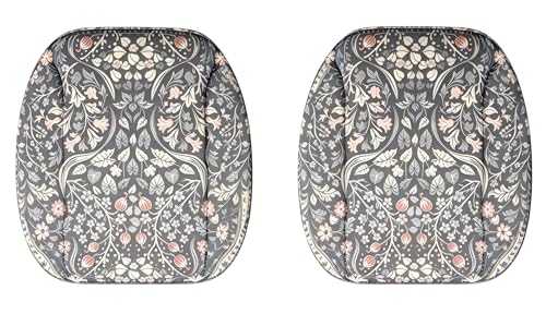 Image of Car Seat Cushions Vintage Black Floral Front 2-Pack | Soft Seaweed Fiber Surface, Premium Latex Cotton Padding | Non-Slip All-Season Universal Car Seat Protector Pads, Fits All Vehicle Types