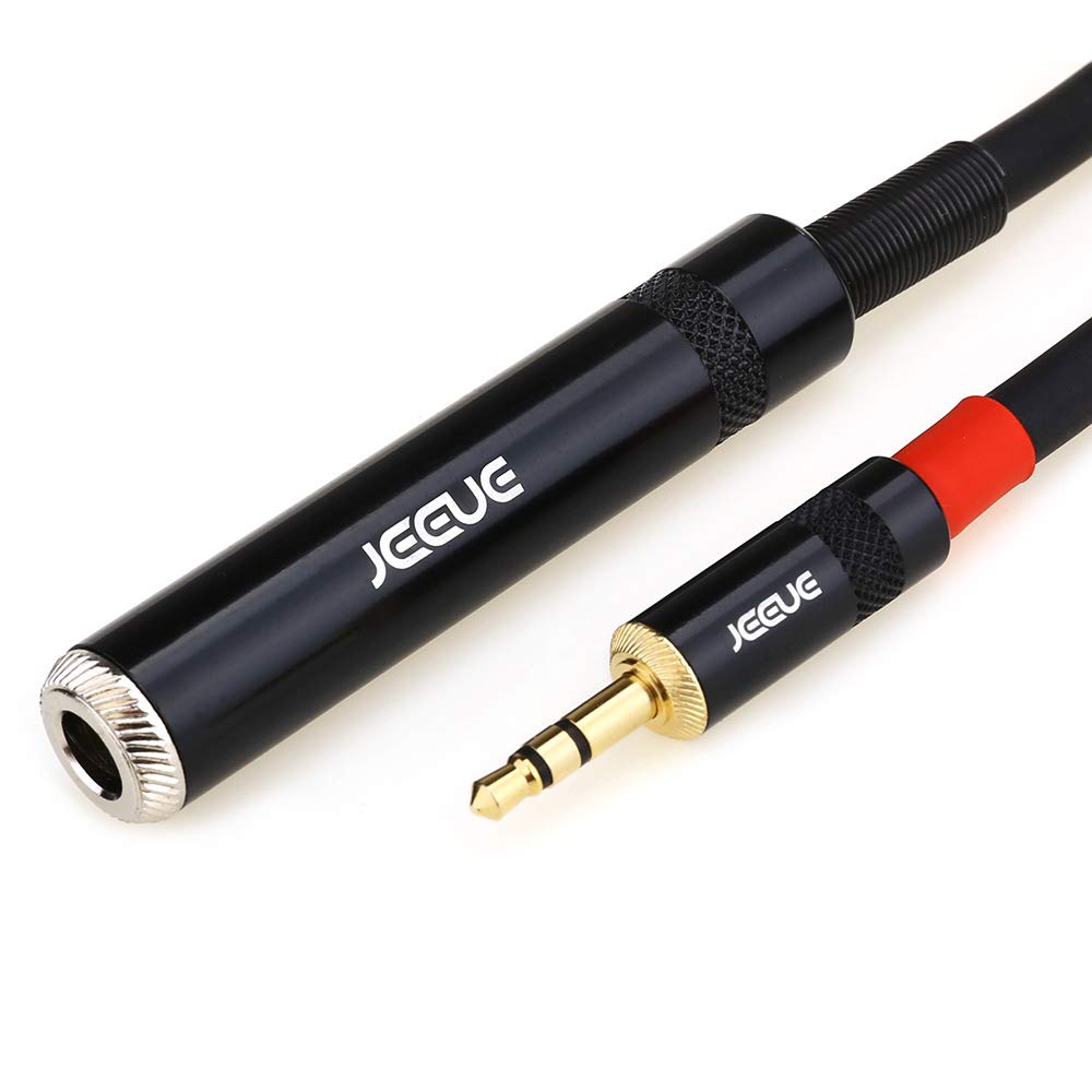 JEEUE 1/4" to 3.5mm Cable Adapter, 6.35mm (1/4 Inch) Female to 3.5mm (1/8 Inch) Male TRS Stereo Headphone Audio Cable for iPod, Laptop, Home Theater Devices, Amplifiers, 1FT (1/4" F to 3.5 M-1FT)