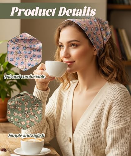 Image of Bandanas For Women, Boho Triangle Headbands, Floral Bandanas Headscarf Chiffon Hairbands Elastic Hair Scarf Boho Headbands Hair Accessories For Women Girls