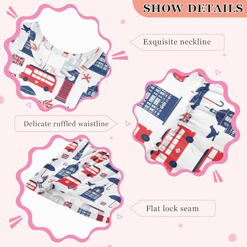 Girls and Toddlers'Sleeveless Cute Cartoon London Pattern Summer Casual Dresses for Home Party Beach 2-8 Years3