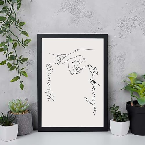 Image of ASHVAH Parent & Child Holding Hands Customized with Name Photo Frame Memorable Gift for Birthday - A3 Size - 13x19 Inch