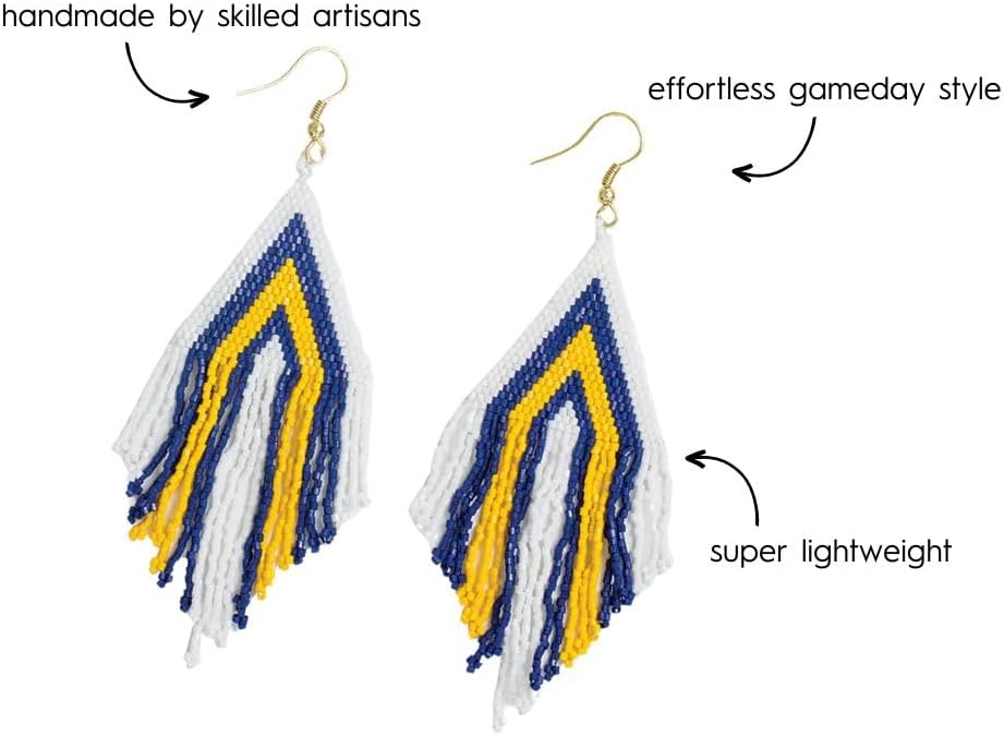 INK+ALLOY Game Day Earrings for Women, Luxe Beaded Fringe Earrings for Football Gameday Outfits, Handmade Jewelry for College Students, Team Gifts, Teachers, Football Moms