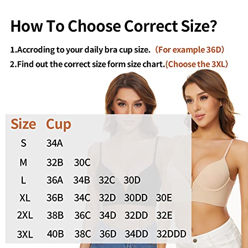 Hornamax Low Back Bras-Seamless Lightly Lined Invisible Backless Bra-Convertible Multiway Low Cut Plunge Open Back Halter Bra (Nude, Xx-Large) #TOP5