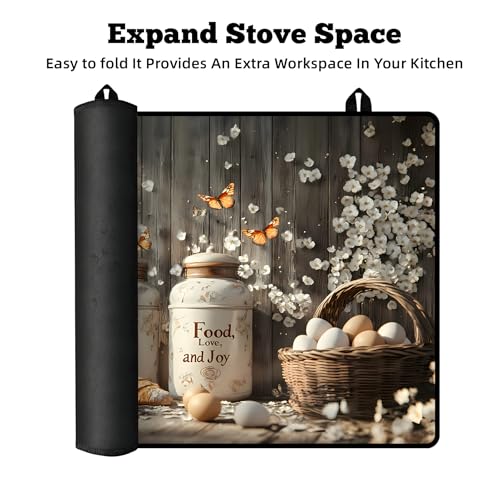 Image of Multi-Design Silicone Stove Cover for Glass /Electric Stoves - 3-in-1 Heat-Resistant Protector Mat, Non-Slip Drying Rack 28 inchx20 inch (Shop Window)