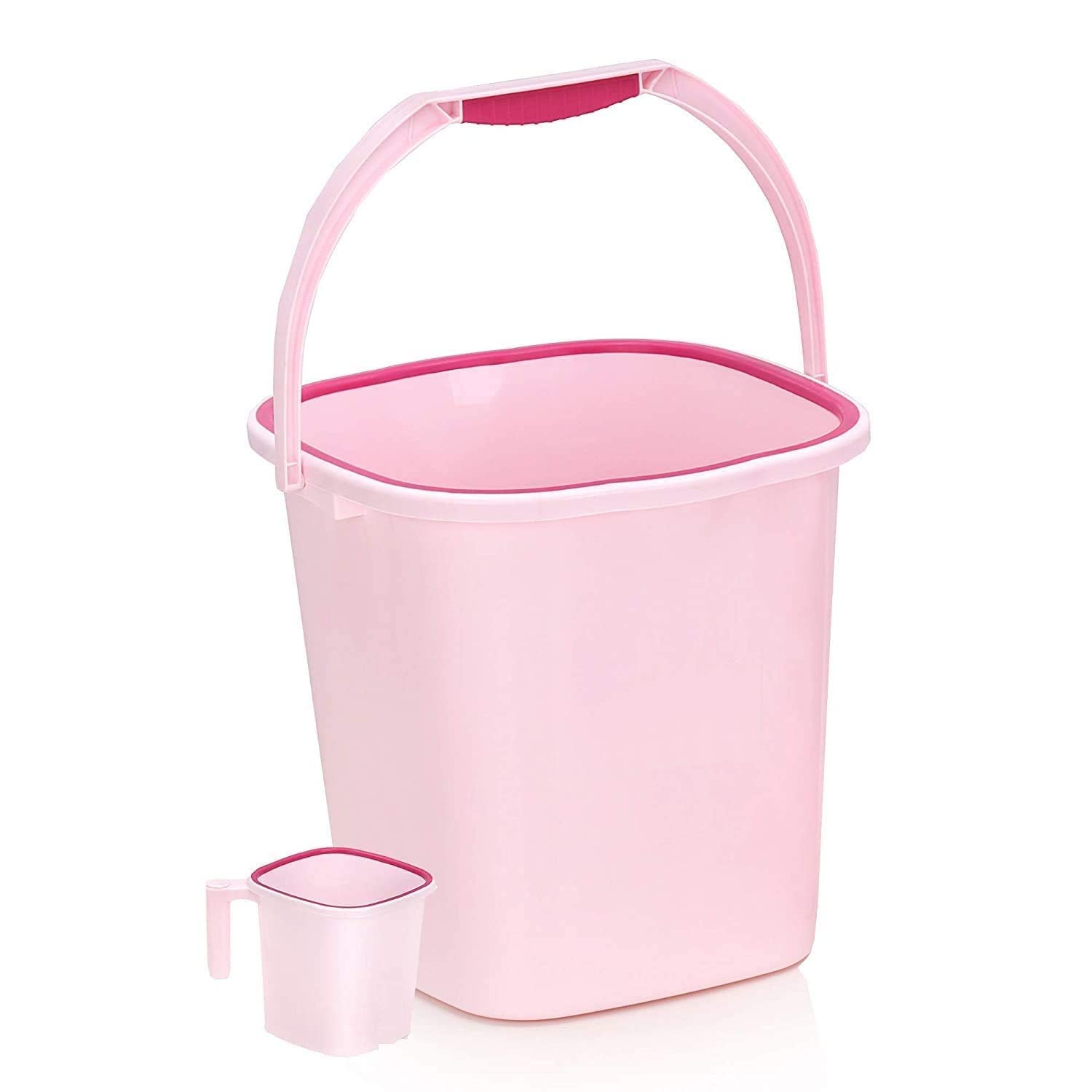 AUREUS Square Bathroom Bucket and Mug Set, 25 L (Pink)