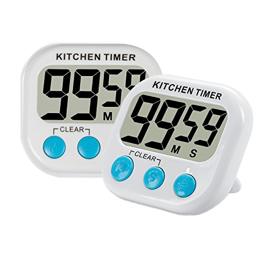 Weicai 2 Pack Digital Kitchen Timer with Premium Magnetic Backing for Cooking, Baking and More (LCD Display, Loud Alarm, Countdown)