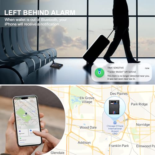 1Pc GPS Wallet Tracker Card Work For Apple Find My (Ios Only) App, Tracker Wallet GPS With Money Clip Card Men Wallet For Apple Air tags Christmas Man Gift (Carbon Black)3