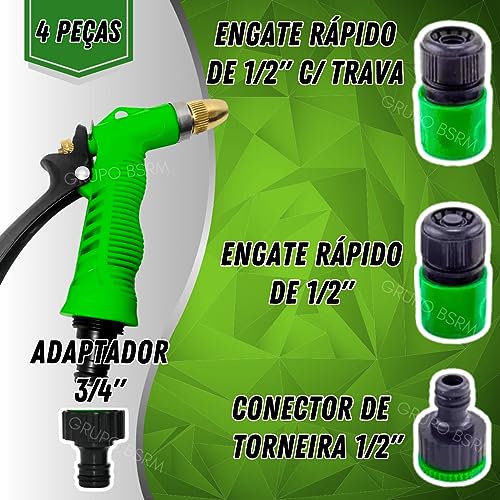 Kit Esguicho mangueira pressao regulavel bico jato de água pistola jardim multiuso lavagem irrigação