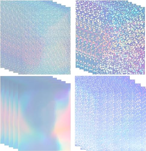 20 Blätter Holographische Aufkleber Papier Bedruckbar, Cubic Coating Holografisch, A4 Selbstklebend Nicht Transparent, Bedruckbares Vinyl