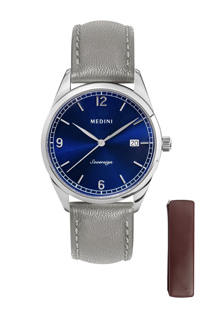 Sovereign Blue - AR-Coated Sapphire Crystal Glass, Ivory Strap, and Burgandy Cover