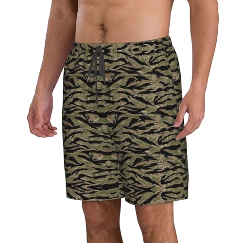 Luckily&Day Tiger Stripe Camo Print Men Beach Shorts | Funny Swim Trunks | Novelty Board Shorts | Casual Sports Trunks2