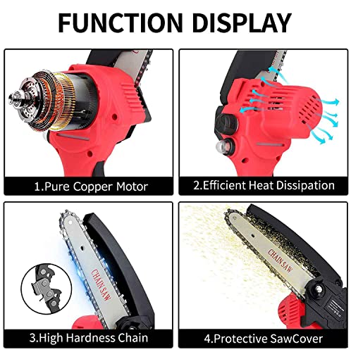 Mini kettingzaag met accu, mini-kettingzaag, accu kettingzaag met twee accu's en oplader, 24 V accu-kettingzaag… - Image 5