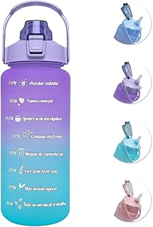 64 oz Large Capacity Water Bottle with Motivational Time Markers and Straw, Portable, Leakproof, BPA Free for Fitness, Gym...