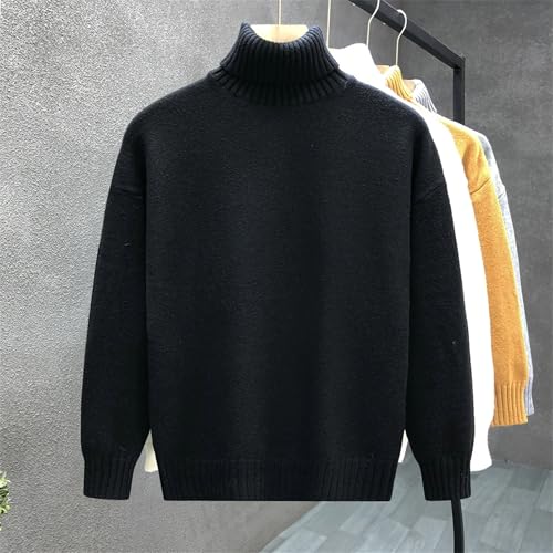 Men's Soft Sweater Winter Warm Turtleneck Pullover Solid Color Knit Casual Top3