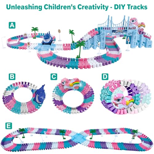 Image of Race Car Track Toys Monster Truck Tracks for Kid Toddler Girl,194 PCS